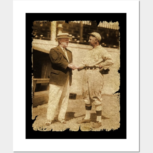 John McGraw Shakes Hands With Eddie Collins, 1927 Wall Art by SOEKAMPTI